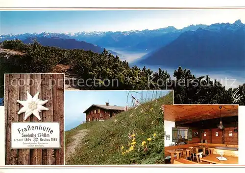 AK / Ansichtskarte Frassenhuette_1740m_Bludenz_Vorarlberg_AT Gaststube Panorama mit Silvretta und Raetikon 