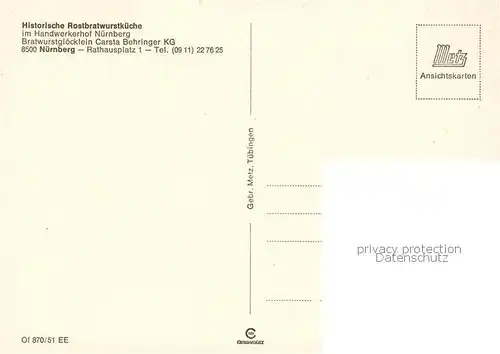 AK / Ansichtskarte Nuernberg Historische Rostbratwurstkueche im Handwerkerhof Bratwurstgloecklein Gastraeume Terrasse Runder Turm Nuernberg
