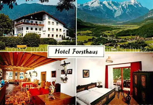 AK / Ansichtskarte Oberau_Garmisch Partenkirchen Hotel Forsthaus Panorama Gaststube Zimmer 
