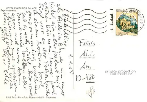 AK / Ansichtskarte Taormina_Sicilia_IT Hotel Excelsior Palace Fliegeraufnahme 