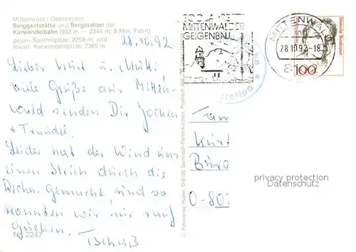 AK / Ansichtskarte Mittenwald_Bayern Berggaststaette und Bergstation der Karwendelbahn Fliegeraufnahme Mittenwald Bayern