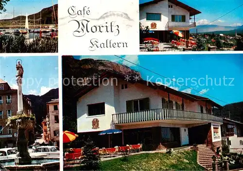 AK / Ansichtskarte Kaltern_Caldaro_Suedtirol_IT Cafe Moritz Eisdiele Brunnen Bootshafen 