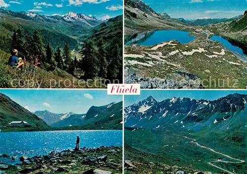 AK / Ansichtskarte Flueela Hospitz_2389m_Flueelapass_GR Flueelatal mit Weisshorn Flueelastrasse mit Schwarzhorn 
