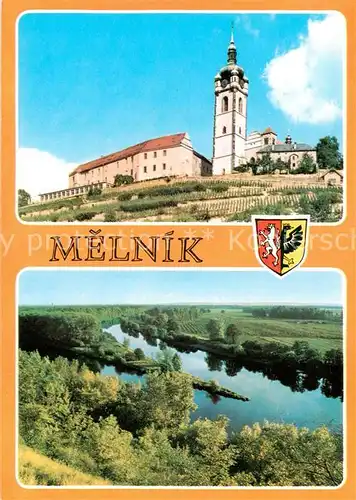 AK / Ansichtskarte Melnik_Czechia Zamek a soutok Vitavy s Labem Schloss Muendung der Moldau in die Elbe 