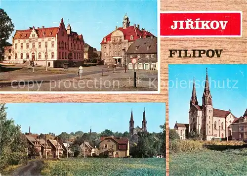 AK / Ansichtskarte Jirikov_Filipov_Philippsdorf_CZ Teilansichten Kirche 