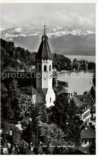 AK / Ansichtskarte Thun_BE Kirche und Alpen Thun_BE