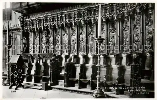 AK / Ansichtskarte Fribourg_FR Cathedrale de Saint Nicolas les stalles Fribourg FR