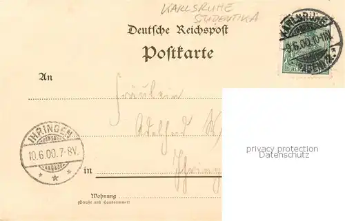 AK / Ansichtskarte Karlsruhe_Baden Schattenzeichnung Studentika Karlsruhe_Baden