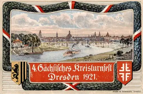AK / Ansichtskarte Dresden_Elbe Saechsisches Kreisturnfest   Blick v. Waldschloesschen 