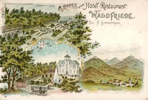 AK / Ansichtskarte Eberstadt_Darmstadt Hotel Restaurant Waldfriede u. Blick n. d. Bergstrasse Eberstadt_Darmstadt