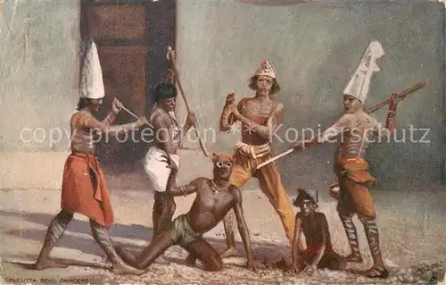 AK / Ansichtskarte Calcutta_India Devil Dancers Kuenstlerkarte 