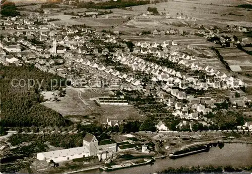 AK / Ansichtskarte Bramsche_Hase Fliegeraufnahme Panorama m. Kanalhafen u. Gartenstadt Bramsche Hase