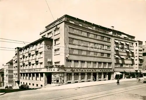 AK / Ansichtskarte Zuerich_ZH Hotel Krone Unterstrass m. Strassenbahn Zuerich_ZH