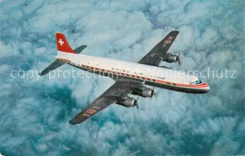 AK / Ansichtskarte Flugzeuge_Zivil Swiss Air Lines Transatlantic DC 6 B 