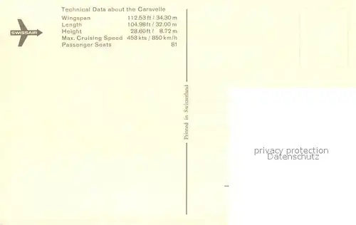 AK / Ansichtskarte Flugzeuge_Zivil Swissair Caravelle 