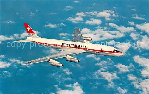 AK / Ansichtskarte Flugzeuge_Zivil Swissair Douglas DC 8 