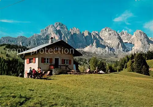 AK / Ansichtskarte Schuatschhuette_Baita_Schuatsch_1900m_Groedental_IT Berghuette gegen Geislergruppe Dolomiten 