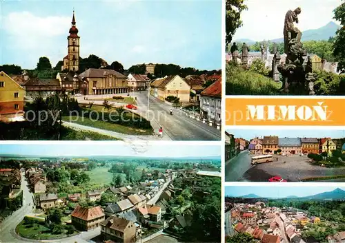 AK / Ansichtskarte Mimon_CZ Ortsansicht mit Kirche Denkmal Ortszentrum Luftbild 