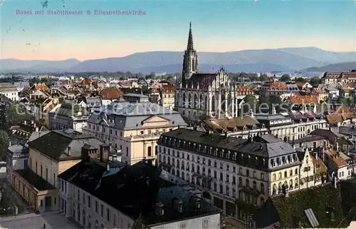 AK / Ansichtskarte Basel_BS mit Stadttheater und Elisabethenkirche Basel_BS