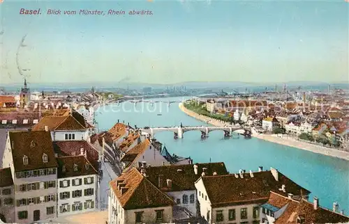 AK / Ansichtskarte Basel_BS Blick vom Muenster rheinabwaerts Basel_BS