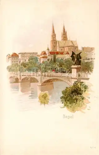 AK / Ansichtskarte Basel_BS Rheinpartie mit Muenster Basel_BS