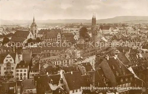 AK / Ansichtskarte Basel_BS Teilansicht mit Rathaus und Muenster Basel_BS