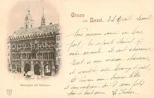 AK / Ansichtskarte Basel_BS Marktplatz mit Rathaus Basel_BS