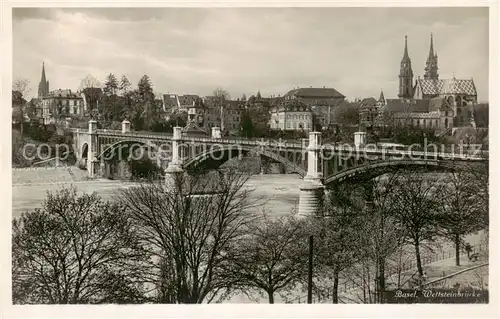 AK / Ansichtskarte Basel_BS Wettsteinbruecke mit Muenster Basel_BS