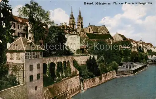 AK / Ansichtskarte Basel_BS Muenster mit Pfalz und Deutschrittergarten Basel_BS