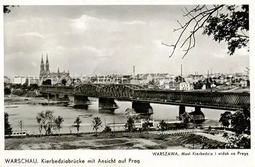 AK / Ansichtskarte Warschau_Masowien Kierbedziabruecke mit Blick auf Prag Warschau Masowien