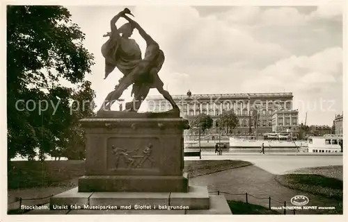 AK / Ansichtskarte Stockholm Utsikt fran Museiparken med Slottet i bakgrunden Stockholm