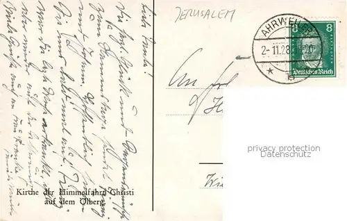 AK / Ansichtskarte Jerusalem_Yerushalayim Kirche der Himmelfahrt Christi auf dem oelberg Jerusalem_Yerushalayim