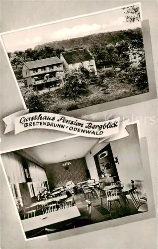 AK / Ansichtskarte Breitenbrunn_Odenwald GAsthaus Pension Bergblick Innen  u. Aussenansicht Breitenbrunn Odenwald