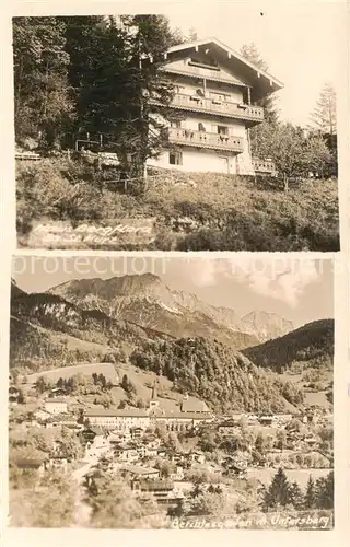 AK / Ansichtskarte Berchtesgaden Haus Bergflora Aussenansicht u. Berchtesgaden m. Untersberg Berchtesgaden