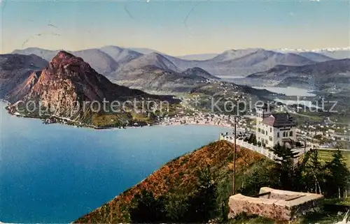 AK / Ansichtskarte Lugano_Lago_di_Lugano_TI Lugano e S. Salvatore . dal Monte Bre 