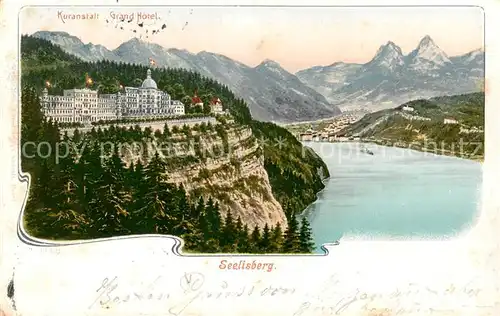 AK / Ansichtskarte Seelisberg_UR Kuranstalt m. Grand Hotel Aussenansicht u. Fluss Seelisberg UR