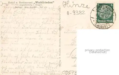 AK / Ansichtskarte Augustusburg Hotel Restaurant Waldfrieden Aussenansicht Augustusburg