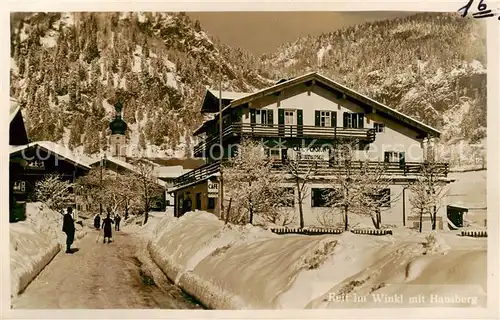 AK / Ansichtskarte Reit_Winkl Cafe Pension Almrausch m. Hausberg Winter Schnee Reit_Winkl