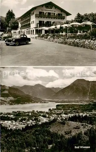 AK / Ansichtskarte Bad_Wiessee Gesamtansicht u. Hotel Restaurant Terrassenhof Bad_Wiessee