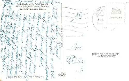 AK / Ansichtskarte Bad_Duerrheim Gasthof Pension Roessle Aussenansicht Bad_Duerrheim