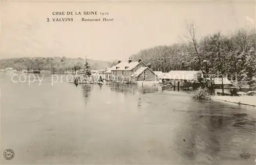 AK / Ansichtskarte Valvins Crue de la Seine   Restaurant Henet 