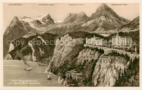 AK / Ansichtskarte Bauen Viewaldstaettersee m. Grand Hotel Seelisberg Bauen