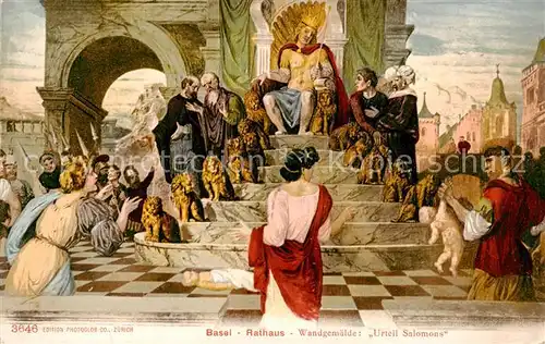AK / Ansichtskarte Basel_BS Rathaus Wandgemaelde Urteil Salomons Basel_BS
