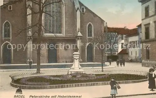 AK / Ansichtskarte Basel_BS Peterskirche mit Hebeldenkmal Basel_BS