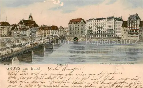 AK / Ansichtskarte Basel_BS Notbruecke Rheinpartie Basel_BS