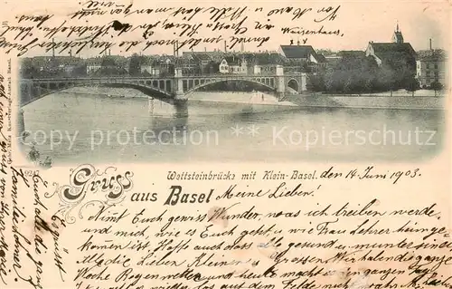 AK / Ansichtskarte Basel_BS Wettsteinbruecke mit Klein Basel Basel_BS