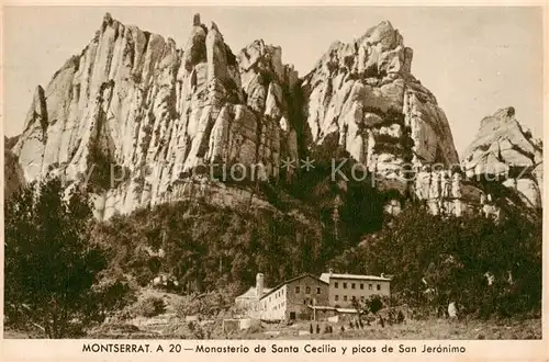AK / Ansichtskarte Montserrat_Kloster Monasterio de Santa Cecilia y picos de San Jeronimo Montserrat_Kloster