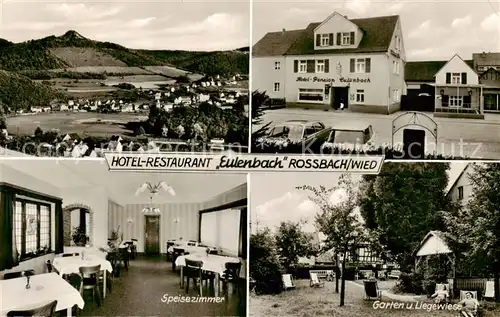 AK / Ansichtskarte Rossbach_Wied Gesamtansicht u. Hotel Restaurant Eulenbach m. Garten u. Liegewiese Rossbach Wied