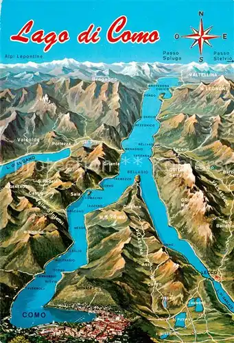 AK / Ansichtskarte Lago_di_Como und Umgebung Alpen aus der Vogelperspektive Lago_di_Como