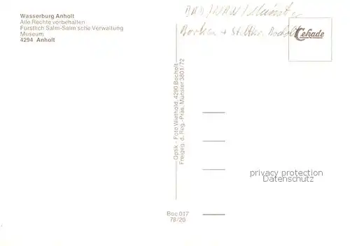 AK / Ansichtskarte Anholt Wasserburg Schloss Anholt